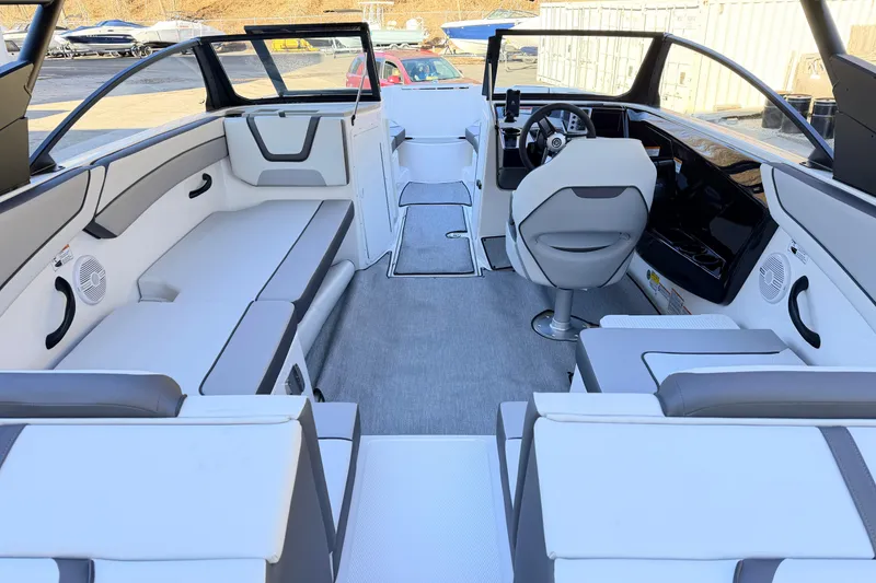 Slide: The Image of Interior of 2026 Yamaha AR220 boat with modern seating. - 3