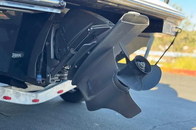 Slide: The Image of 2019 Regal 2100 boat propeller and stern drive close-up. - 8