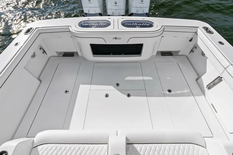 Slide: The Image of 2026 Valhalla Boatworks V-46 deck with sleek design and spacious layout. - 3