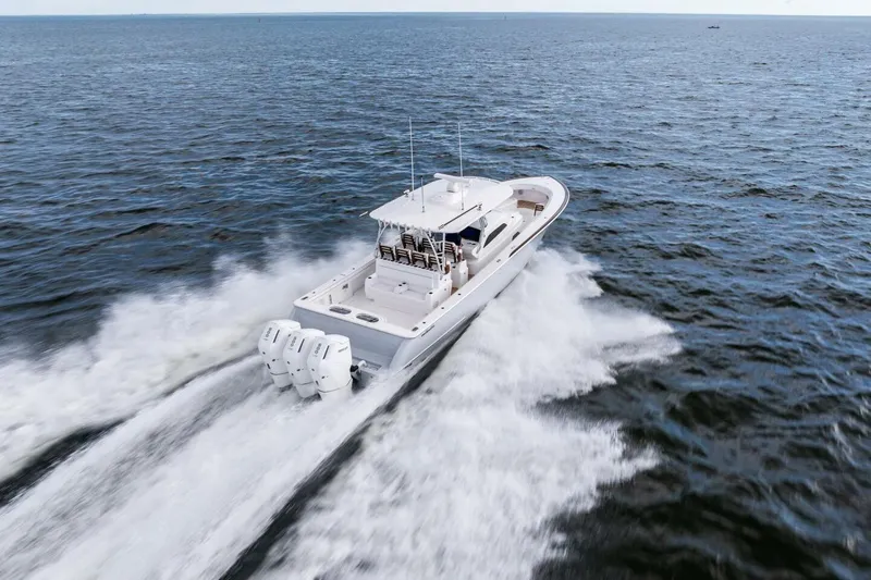 Slide: The Image of 2026 Valhalla Boatworks V-46 cruising swiftly on open water. - 77