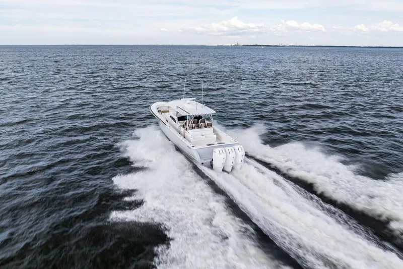 Slide: The Image of 2026 Valhalla Boatworks V-46 cruising swiftly on open water. - 82
