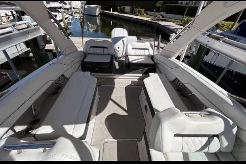 Slide: The Image of Luxurious 2022 Regal LX6 boat interior with spacious seating and elegant design. - 5