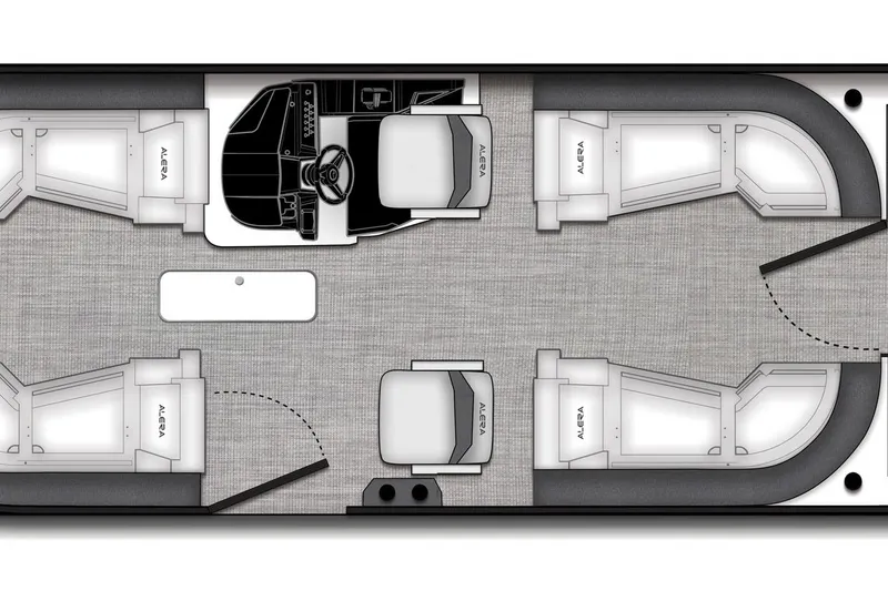 Slide: The Image of Alera M 23Q 2026 pontoon boat on trailer, parked in sunny lot. - 1