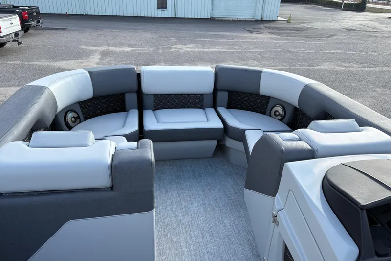 Slide: The Image of Luxurious seating on 2026 Alera M 23Q boat, featuring modern design and comfort. - 7