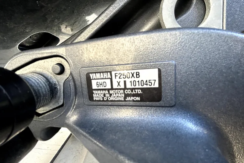 Slide: The Image of Yamaha F250X8 engine label on 2023 Sea Pro 239 Center Console boat. - 83