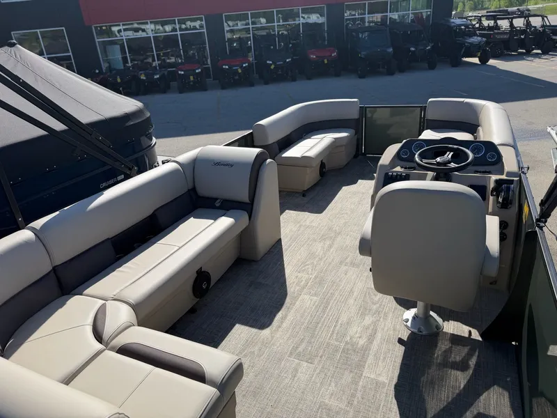 Slide: The Image of Interior of 2026 Bentley Pontoons LE 200 CR with luxurious seating. - 5
