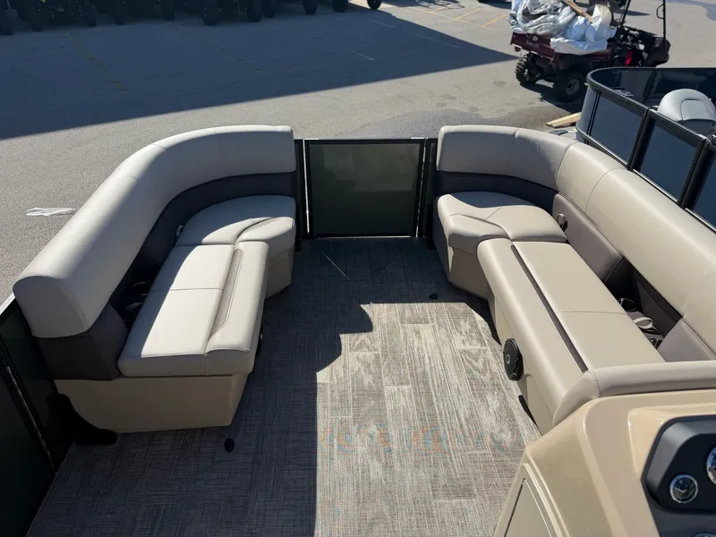 Slide: The Image of Interior of 2026 Bentley Pontoons LE 200 CR with luxurious seating. - 7