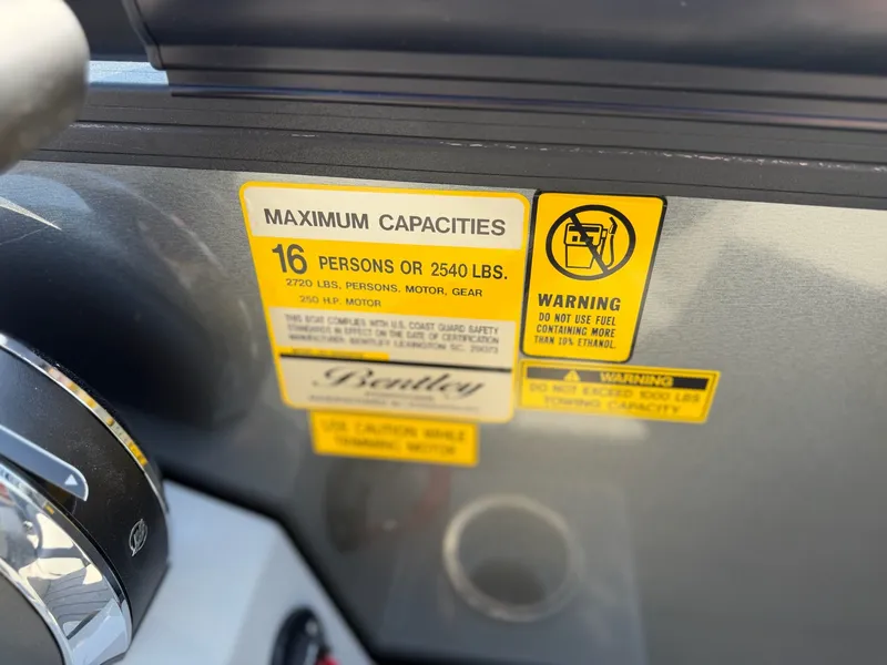 Slide: The Image of Safety labels on Bentley Pontoons LEGACY 243 NAVIGATOR 2026. - 9
