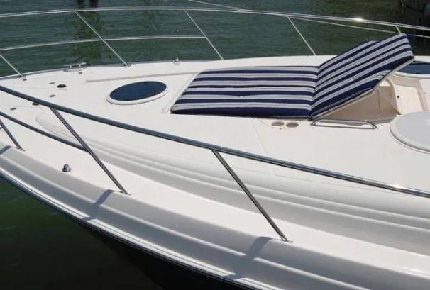 Slide: The Image of Aerial view of a 2015 Regal 38 Express yacht at dock. - 3
