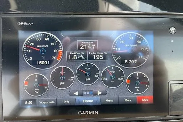 Slide: The Image of Garmin GPS display showing Cobalt 25SC boat metrics, including odometer, RPM, and fuel flow. - 6