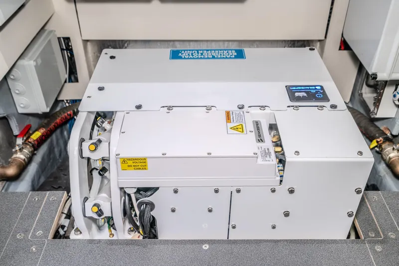 Slide: The Image of Engine compartment of 2026 Absolute 48 Coupe yacht, showcasing advanced machinery. - 61