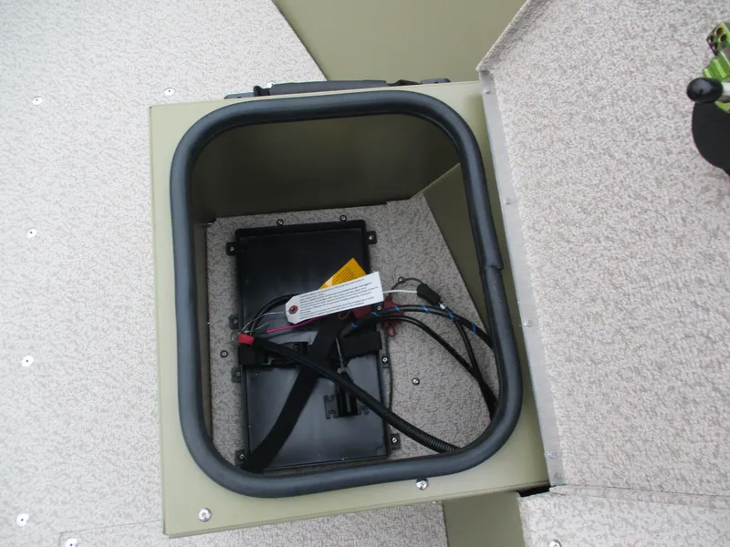 Slide: The Image of View inside storage compartment of Lund Alaskan 1875 Tiller 2026. - 8