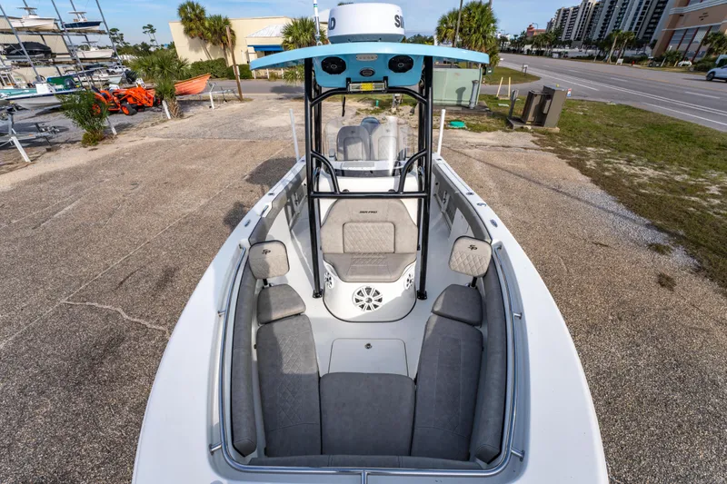 Slide: The Image of 2021 Sea Pro 219 Center Console boat with spacious seating and modern design. - 30