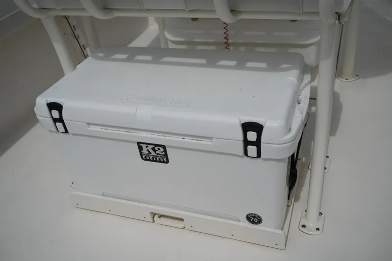 Slide: The Image of White K2 cooler on 2026 Key West 219 FS boat deck. - 16