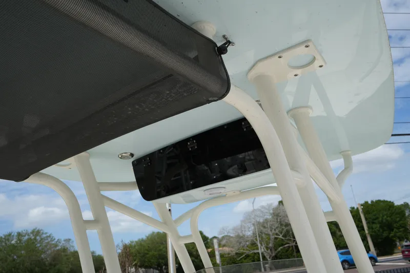 Slide: The Image of 2026 Key West 219 FS boat canopy and support structure, viewed from below. - 20