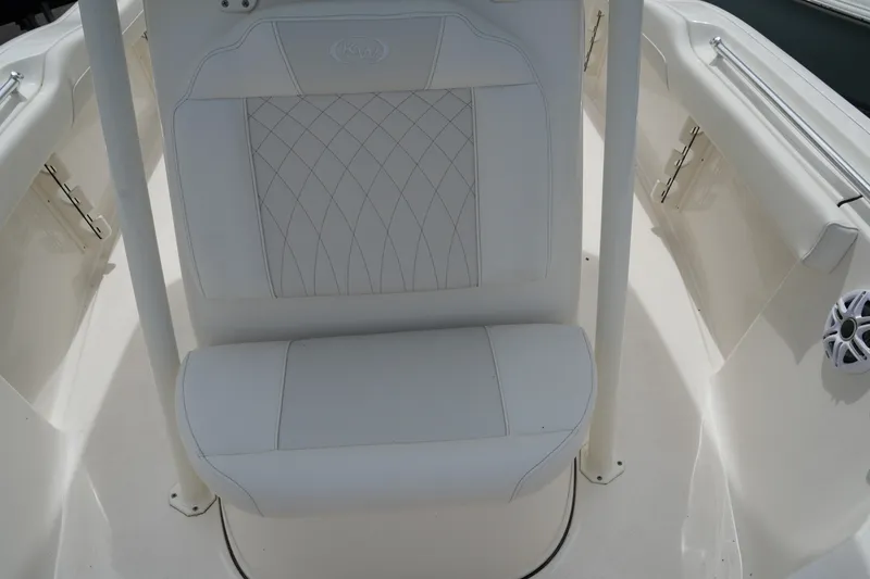 Slide: The Image of 2026 Key West 219 FS boat seat with white upholstery and diamond stitching. - 28
