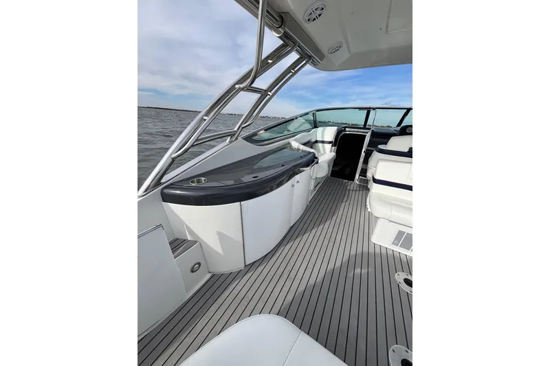 Slide: The Image of 2017 Formula 370 Super Sport boat interior with sleek design and spacious seating. - 14