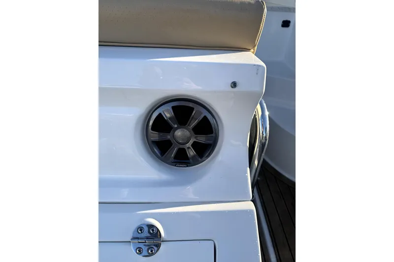 Slide: The Image of Speaker on 2021 Sea Ray Sundancer 350 boat, featuring sleek design and modern audio system. - 35
