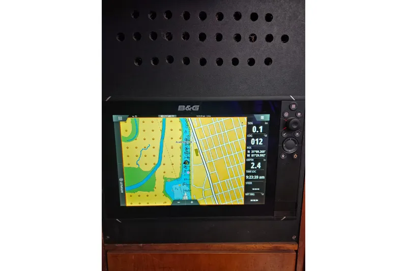 Slide: The Image of Victron Energy BMV-712 Smart battery monitor displaying charge status on Oyster 485 Deck Saloon. - 28