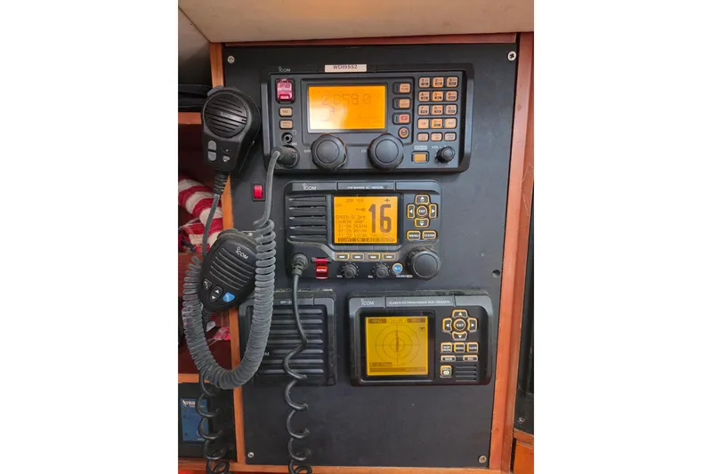 Slide: The Image of Control panel of a 1998 Oyster 485 Deck Saloon with Onan Diesel GenSet. - 33