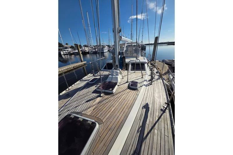 Slide: The Image of Anchor windlass on 1998 Oyster 485 Deck Saloon yacht deck. - 47