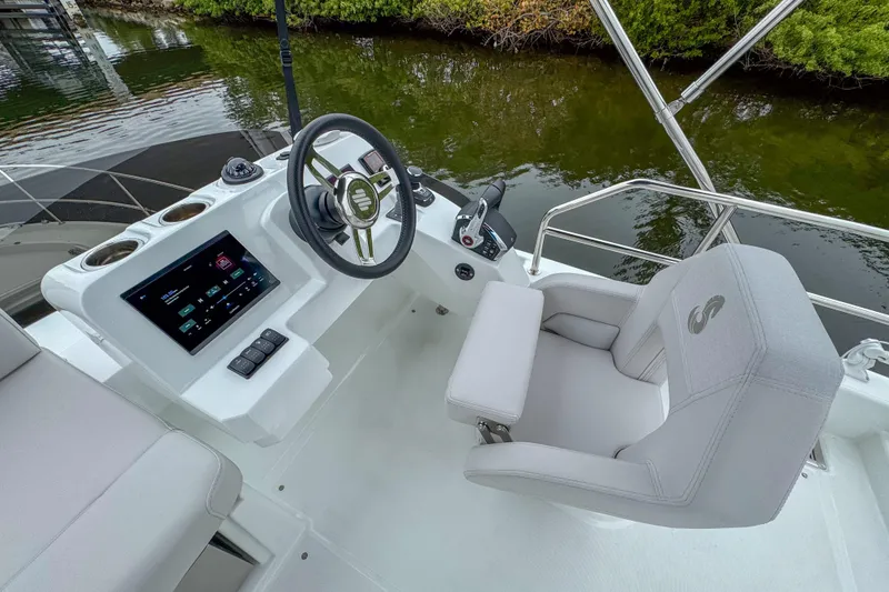 Slide: The Image of Bathroom interior of 2026 Beneteau Antares 11 yacht, featuring modern fixtures and wood accents. - 26