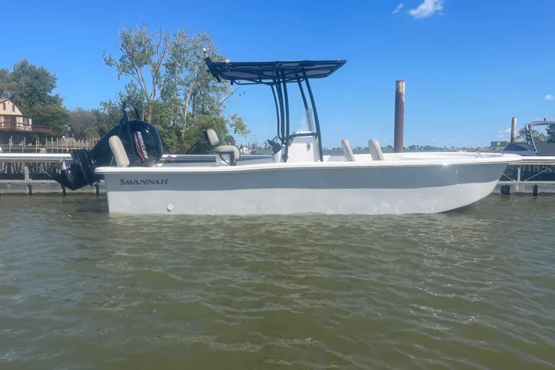 The Image of 2023 Savannah SS21 boat docked on a sunny day with clear blue skies. - 0