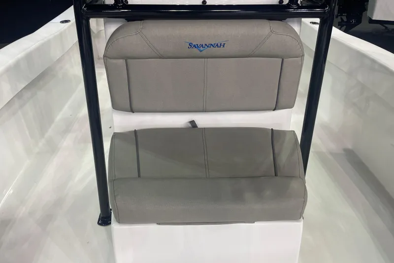 Slide: The Image of Gray seating on a 2023 Savannah SS21 boat, featuring a sleek design. - 16