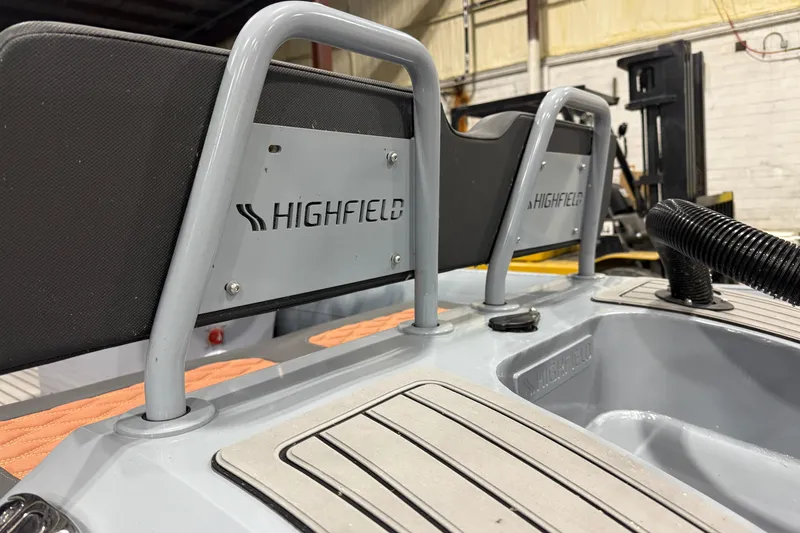 Slide: The Image of 2022 Highfield Sport 460 boat interior with branded seating and deck details. - 5