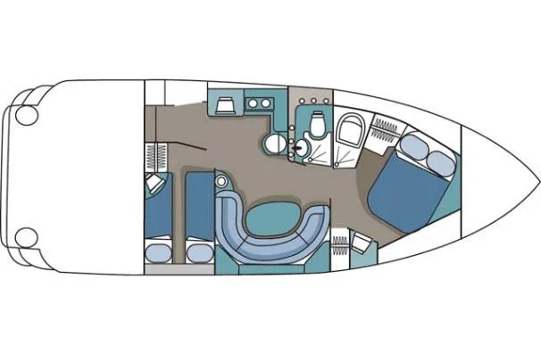 Slide: The Image of Engine room of 2006 Cruisers Yachts 370 Express, showcasing batteries and mechanical components. - 20