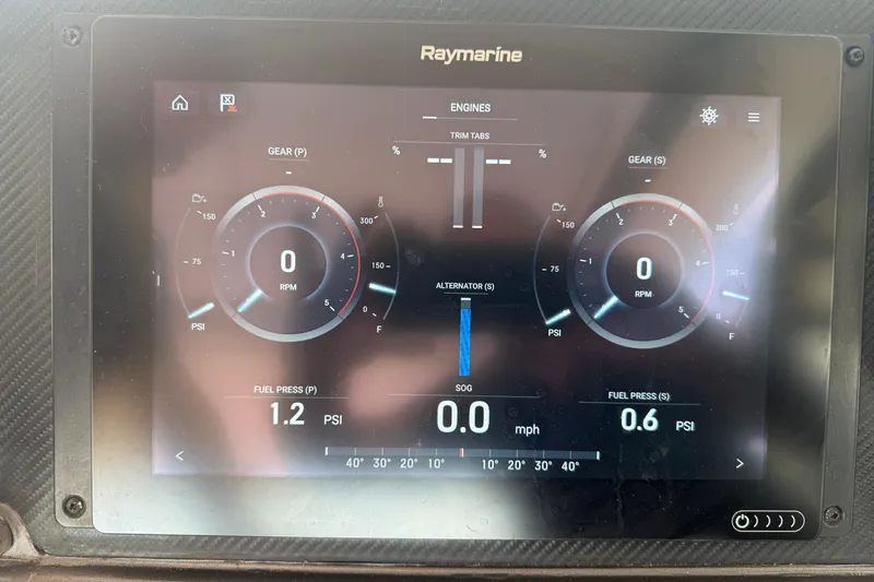 Slide: The Image of Raymarine display showing engine metrics on a 2006 Princess V48 yacht. - 5