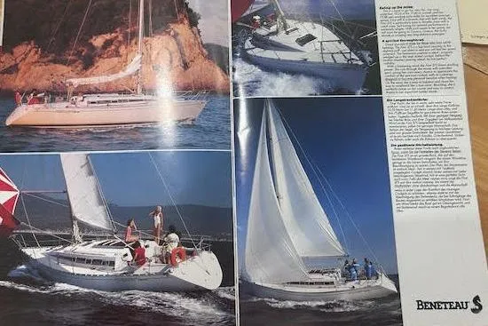 Slide: The Image of 1987 Beneteau First 375 sailboat brochure showcasing sailing and design features. - 4