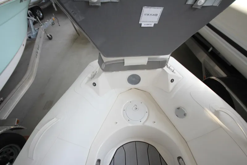 Slide: The Image of 2026 Zodiac Yachtline Deluxe 360 boat interior, featuring sleek white design and modern fittings. - 15