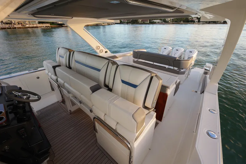Slide: The Image of Luxurious 2020 Tiara Yachts 43 LS interior with plush seating and sleek design. - 33