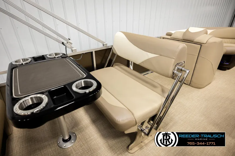 Slide: The Image of Luxurious seating and table setup in 2026 Avalon LSZ ENT boat interior. - 23