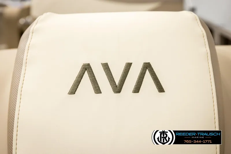 Slide: The Image of 2026 Avalon LSZ ENT seat with embroidered logo, Reeder-Trausch Marine branding. - 46