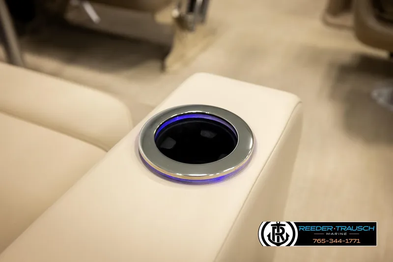 Slide: The Image of Illuminated cup holder on 2026 Avalon LSZ ENT boat armrest. - 50