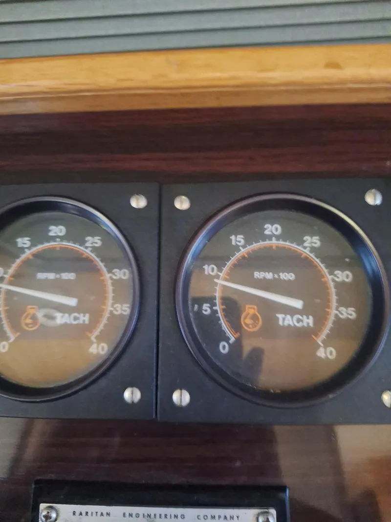 Slide: The Image of Tachometers on 1988 Viking Motor Yacht dashboard - 13