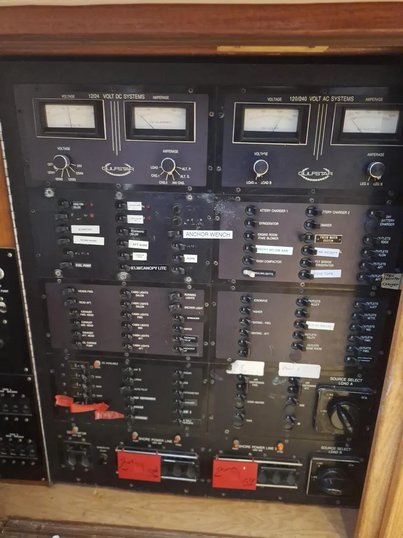 Slide: The Image of Electrical control panel on a 1988 Viking Motor Yacht. - 14