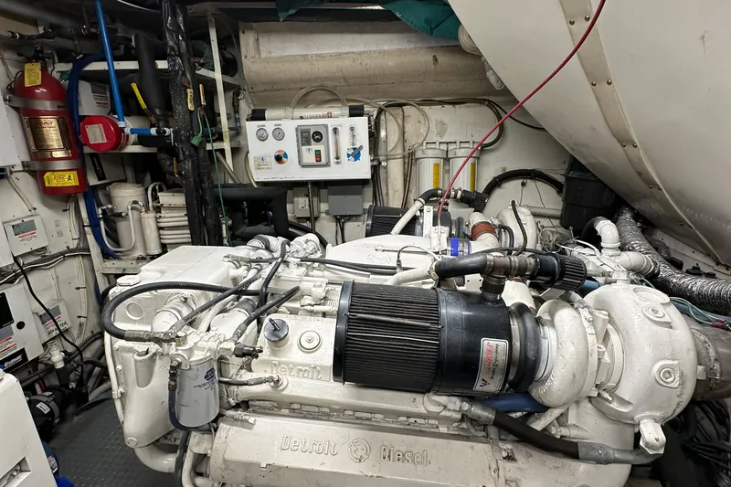 Slide: The Image of Engine room of a 1988 Viking Motor Yacht with Detroit Diesel engine. - 36