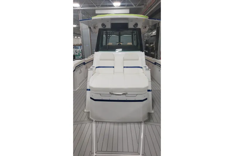 Slide: The Image of 2024 Formula 387 Center Console Fish boat interior with seating and modern design. - 46