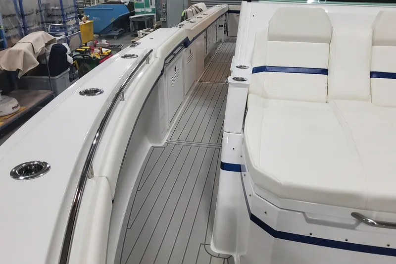 Slide: The Image of 2024 Formula 387 Center Console Fish boat interior with sleek seating and modern design. - 48