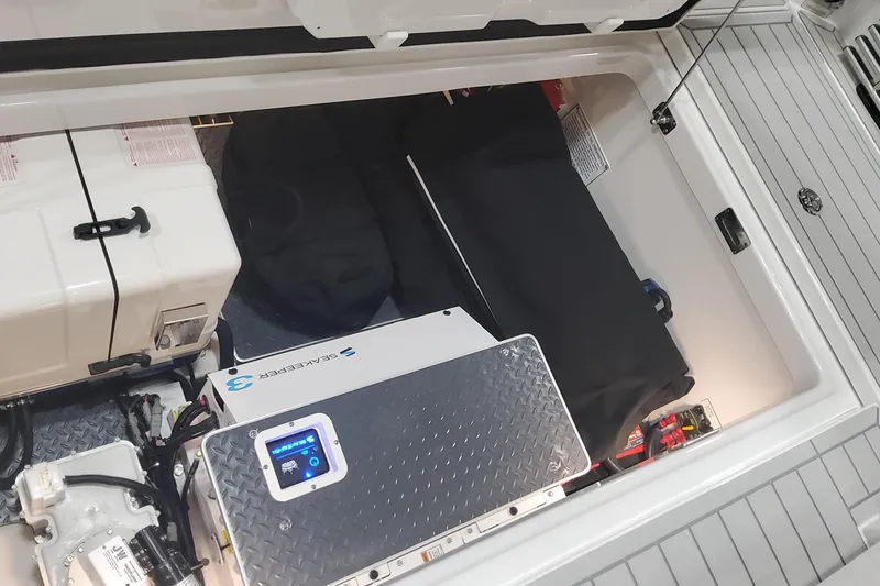 Slide: The Image of 2024 Formula 387 Center Console Fish engine compartment with Seakeeper 3 stabilizer. - 66