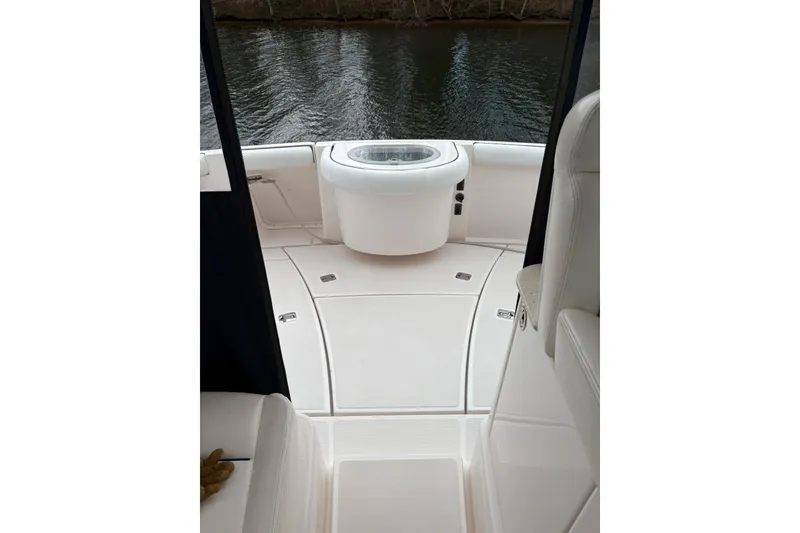 Slide: The Image of 2008 Tiara Yachts 3000 Open boat interior with seating and water view. - 11