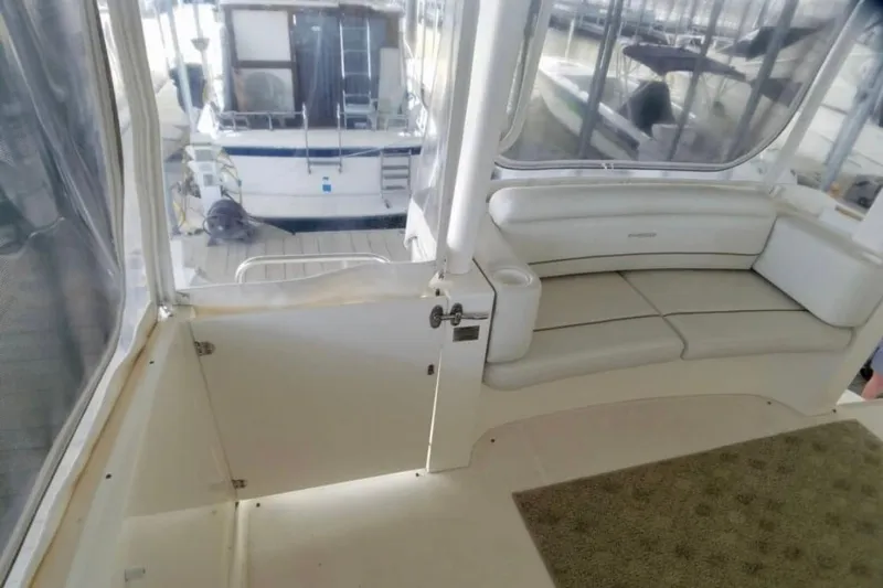 Slide: The Image of Label of a Kohler generator model 7.3E, gasoline-powered, on a 2006 Silverton 35 Motor Yacht. - 26