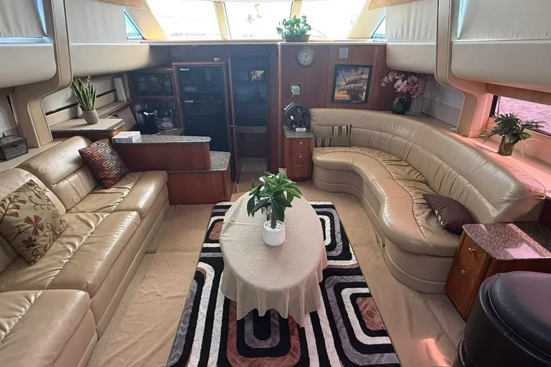 Slide: The Image of Luxurious interior of 2004 Meridian 459 Motoryacht with leather seating and elegant decor. - 6
