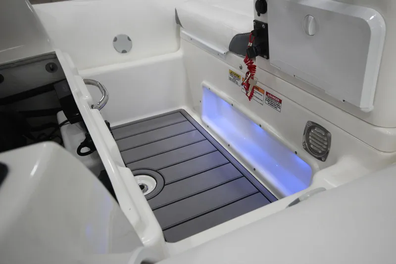 Slide: The Image of Interior of Zodiac Yachtline 440 DL NEO 2026 with blue lighting. - 13