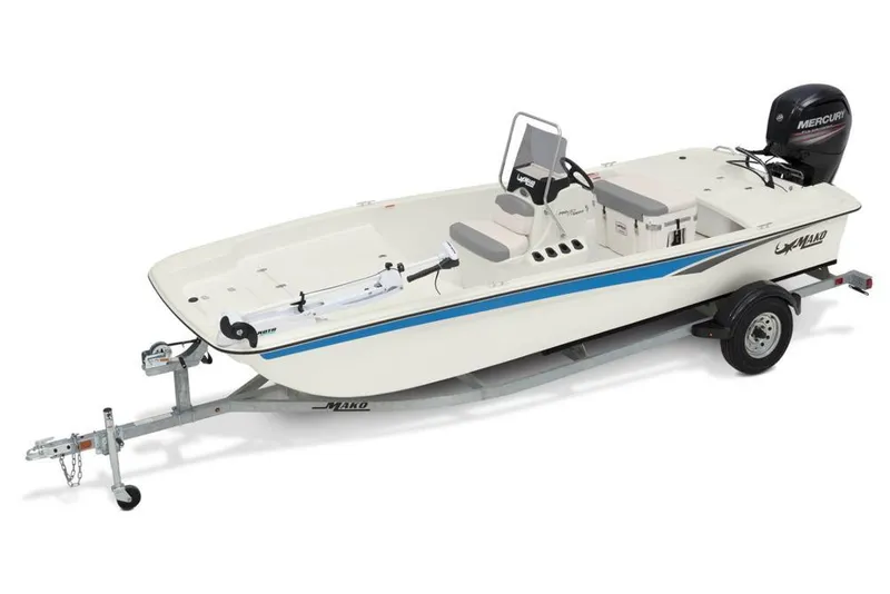 Slide: The Image of 2022 Mako Pro Skiff 17 CC on trailer, side view. - 20