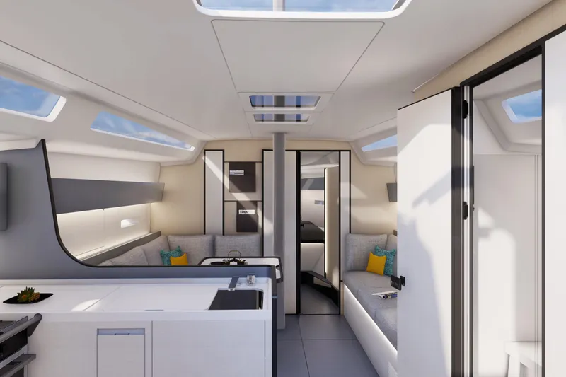 Slide: The Image of Luxurious interior of 2026 Italia Yachts 12.98, featuring modern design and comfortable seating. - 9