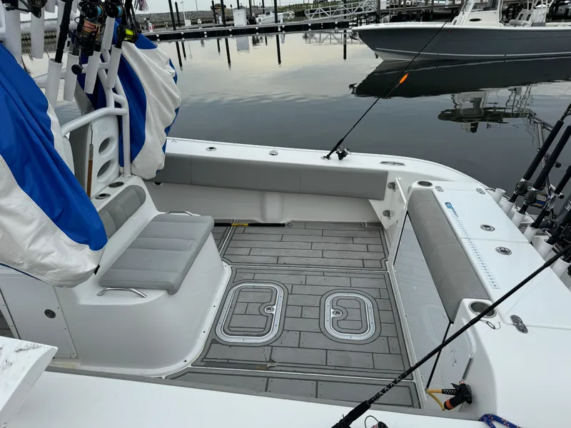 Slide: The Image of 2017 Cape Horn 36 XS boat interior with fishing gear at dock. - 4